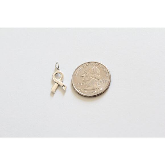 Sterling Silver Cancer Awareness Ribbon - Strength Charm - Picture 3 of 4